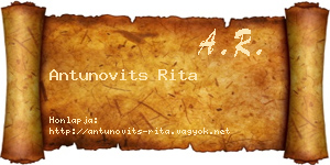 Antunovits Rita névjegykártya