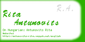 rita antunovits business card